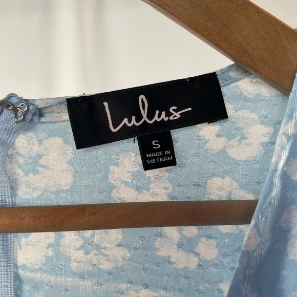NWT Lulus Garden Explorer Floral Print Mini Dress in Light Blue Size Small - Picture 5 of 8